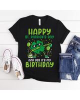 Happy St Patricks Day Birthday Shamrock Dab Bday Party Kids Shirt Unisex Standard T-Shirt black s
