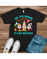 Cute Did You Gnome It's My Birthday Gnomes Lover B-day Party Shirt Unisex Standard T-Shirt black s