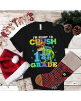 Kids I'm Ready To Crush 1st Grade Dinosaur Back To School Boy Kid Shirt Unisex Standard T-Shirt black s